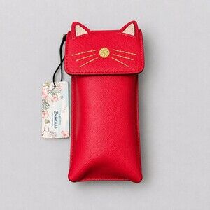Brentano Red Faux Leather Crossbody Bag Cat Ear Design NWT